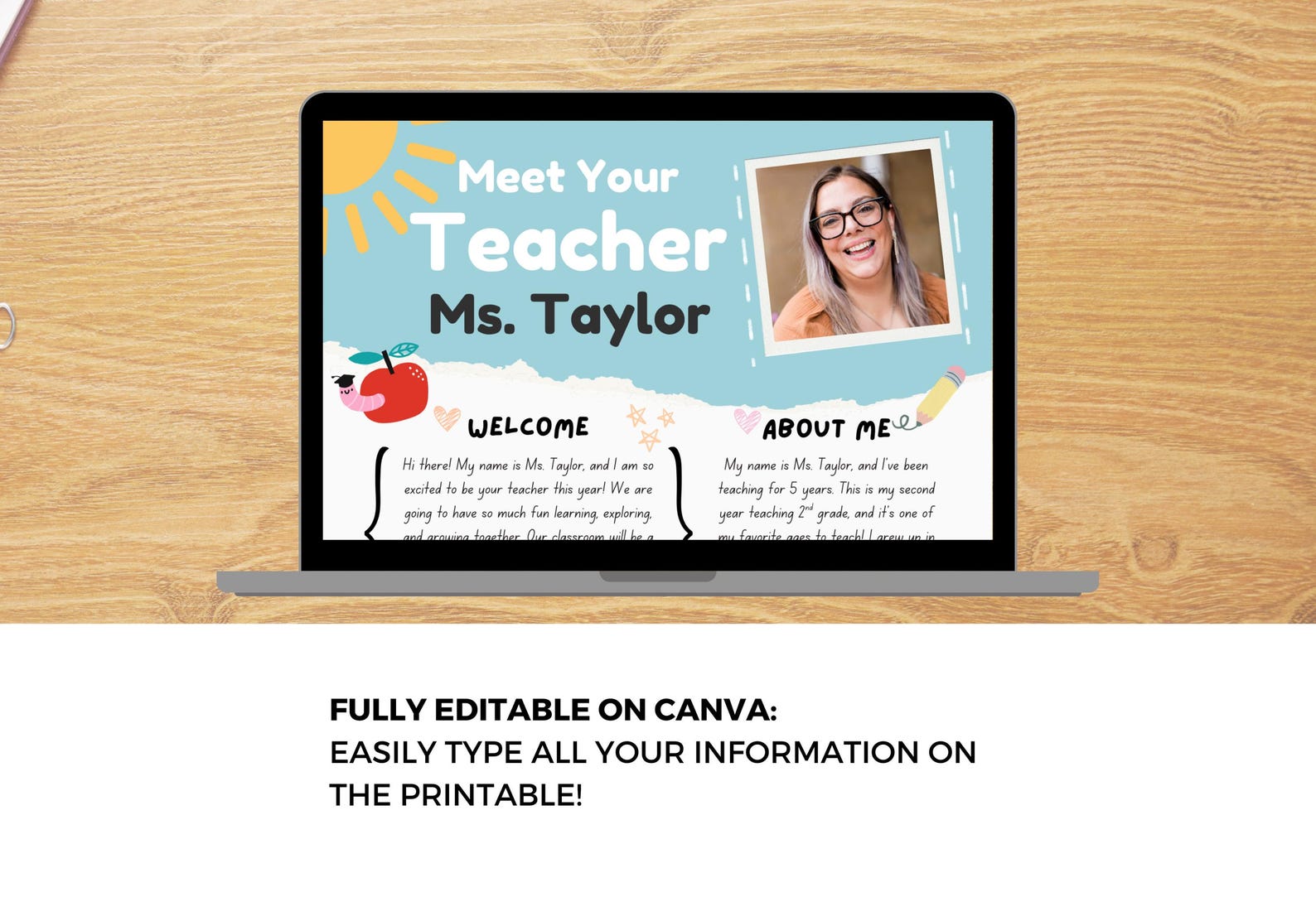 Editable Meet the Teacher Template, Customizable Canva Template, Back ...