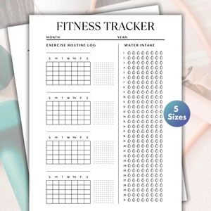 Druckbare Fitness-Tracker, Habit-Tracker, Tägliche Wasseraufnahme, Ziele, Gewichtsverlust-Tracker, Tägliche Übung-Tracker, Workout-Tracker
