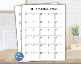 30 Day Challenge Printable, Habit Tracker, Printable Fitness Tracker, Daily Water Tracker, Goal Setting, Progress Tracker, 30 Day Tracker
