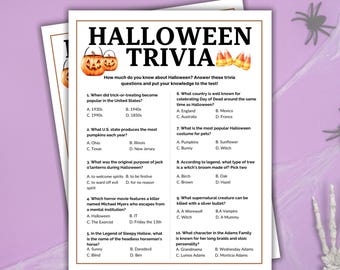 Halloween Trivia Games & Answers, Halloween Trivia Night, Halloween Game Night, Spooky Trivia Game, Teen Trivia Games, Adult Trivia Games