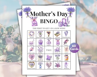 Mother’s Day Bingo Games, 60 Mother's Day Bingo Cards, Mother's Day Games, Party Games, Brunch Games, Mother’s Day Party Games, Family Games