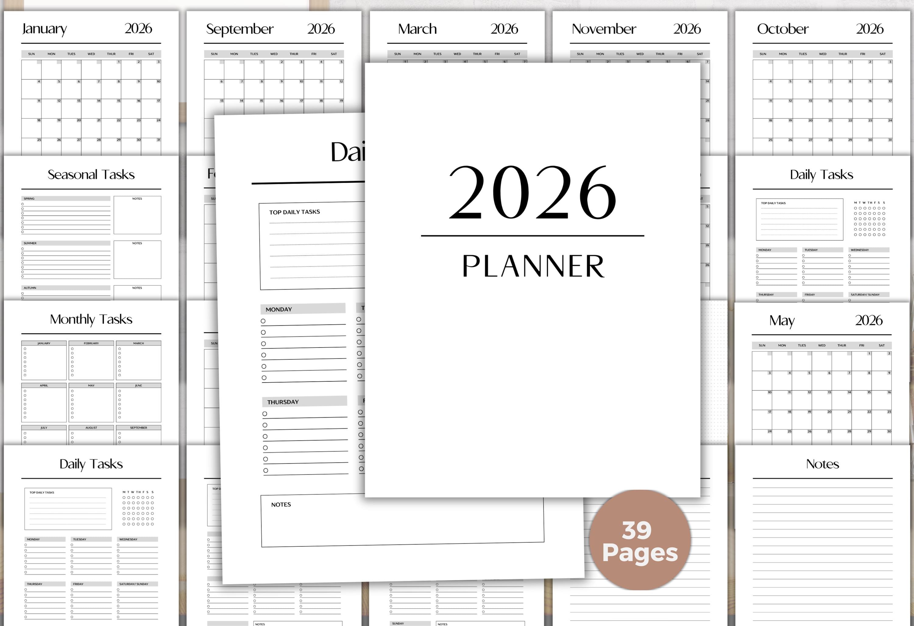 2026 Daily, Weekly, Monthly & Yearly Planner, Digital Daily Planner ...