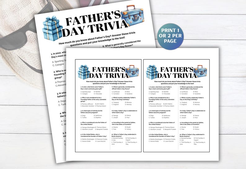 Father’s Day Trivia Games, Father’s Day Party Games, Printable Father’s Day Questions, Father’s Day Activities, Family Fun Activities image 2