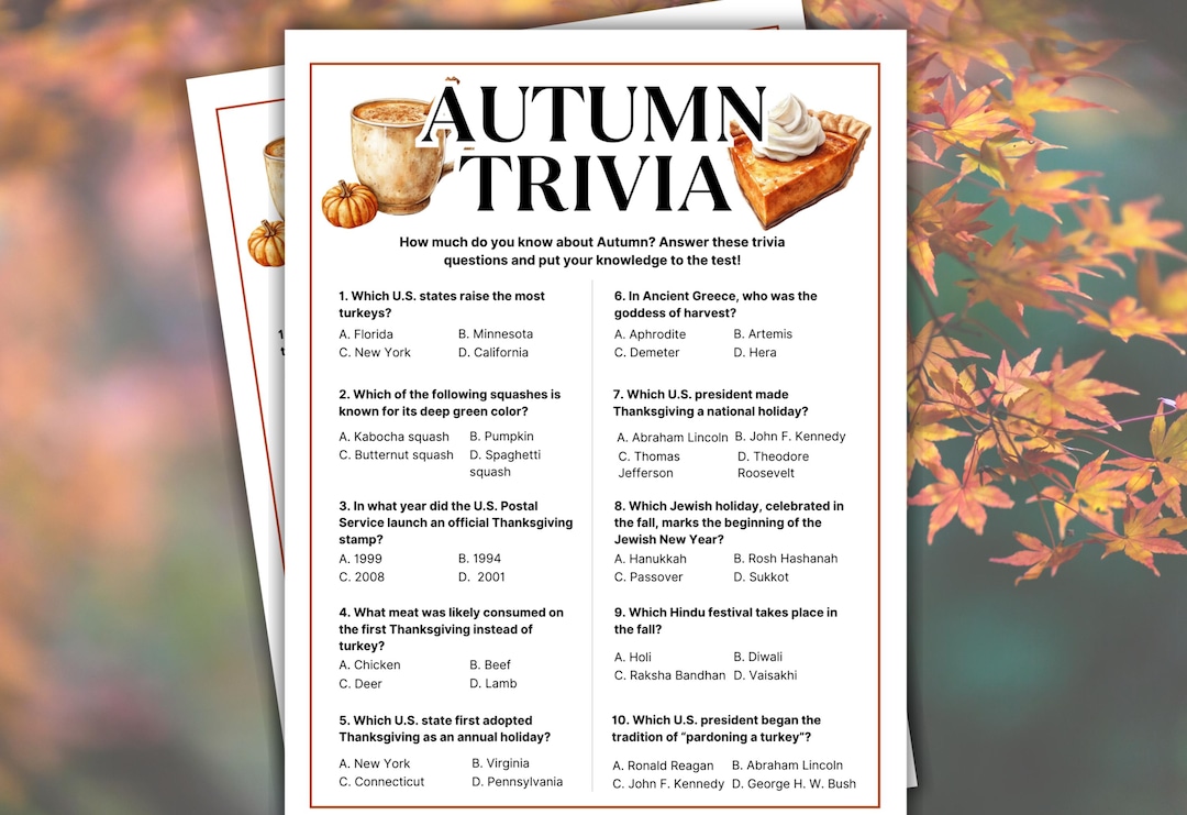 Interview Questions Autumn Autumn Trivia Game, Fall Trivia Game, Autumn Printable Games for Family ...
