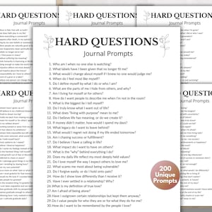 Instructions pour le journal de 200 questions difficiles, instructions pour l'écriture de découverte de soi, instructions pour les questions difficiles au format PDF, réflexions personnelles