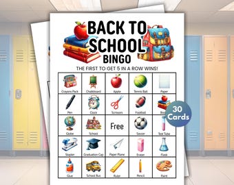 新学期ビンゴゲーム、ビンゴカード30枚、新学期最初の週のゲーム、教室アクティビティ、新学期アイスブレイクゲーム
