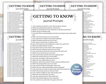 300 Getting to Know You Writing Prompts, Conversation Starters, Journal Prompts, Self Discovery, Self Learning Prompts, Guided Journal