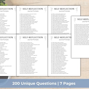200 Self-Reflection Journal Prompts, Self-Discovery Writing Prompts, 5 Minutes Journaling, Difficult Questions, Guided Journal Prompts image 2