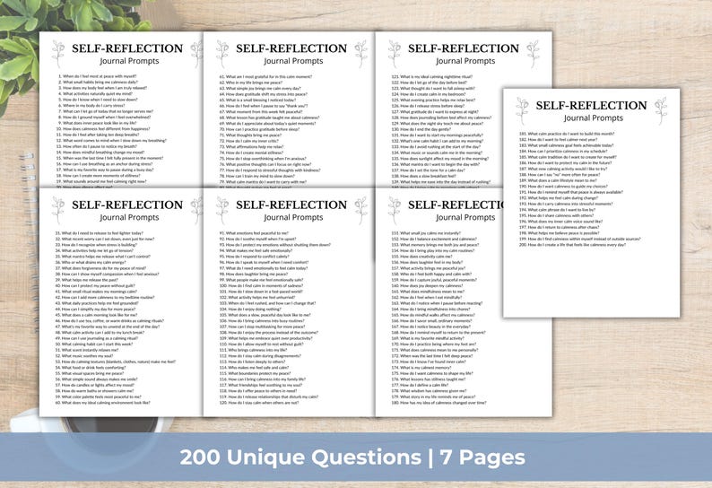 200 Self-Reflection Journal Prompts, Self-Discovery Writing Prompts, 5 Minutes Journaling, Difficult Questions, Guided Journal Prompts image 2