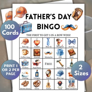 Vaderdagbingo, 100 afdrukbare vaderdagbingokaarten, Vaderdagspel, Vaderdagfeestbrunch, Vaderdagviering