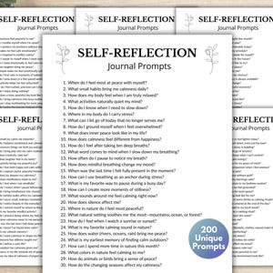 200 Self-Reflection Journal Prompts, Self-Discovery Writing Prompts, 5 Minutes Journaling, Difficult Questions, Guided Journal Prompts