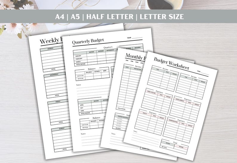 Budget Worksheet Mini Bundle: Weekly, Monthly, Annual, Financial ...