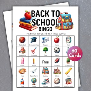 60 Unique Back to School Bingo, Back to School Games, School Bingo, Welcome Back Bingo, First Day of School Bingo, Back to School Activity