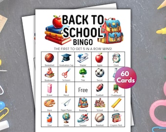 60 unika skolbingospel, skolbingo, välkommen tillbaka-bingo, skolbingo för första dagen, skolaktivitet