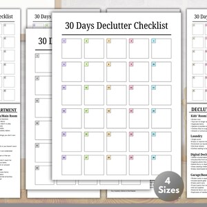Défi désencombrement de 30 jours, liste de contrôle et guide imprimables, liste de désencombrement pour les appartements et les maisons, liste de contrôle pour le désencombrement, liste de contrôle pour le nettoyage
