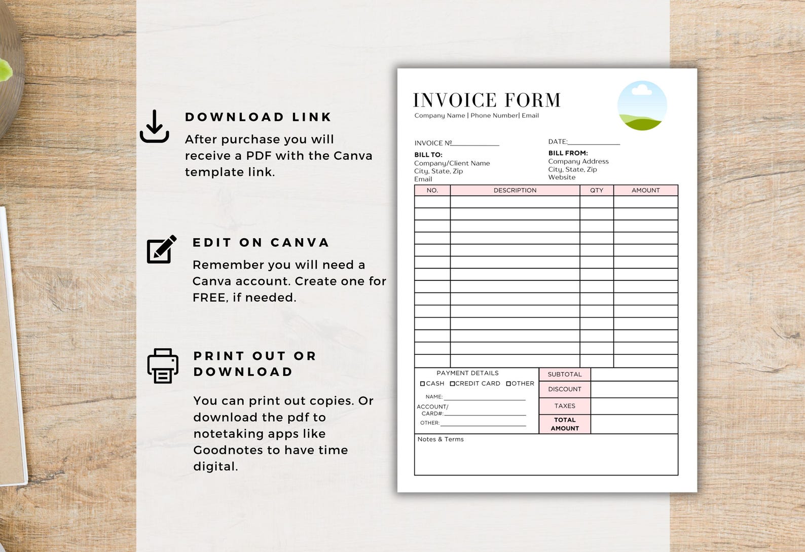 Editable Invoice Template | Canva Template | Small Business Forms ...