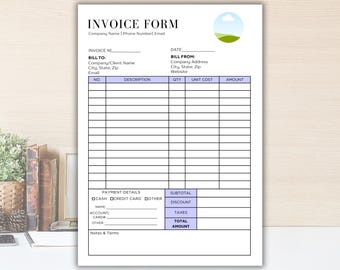 Editable Invoice Template | Canva Template | Small Business Forms | Edit in Canva | Bakery Business | Beauty Business | Minimalist