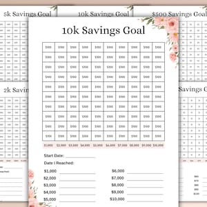 Afdrukbaar spaaruitdaging, spaartrackers, contante enveloppen, sparen, schuldaflossing, insteekkaarten spaardoelplanner, trackers lage inkomens