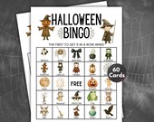 60 Halloween Bingo Cards, Halloween Bingo, Halloween Party Games, Halloween Activity, Office Games, Fall Bingo Games, Holiday Games