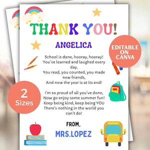 Gracias a los estudiantes / Poema de fin de año del maestro / Recuerdo de regalo de graduación del último día de clases / Carta de despedida para estudiantes