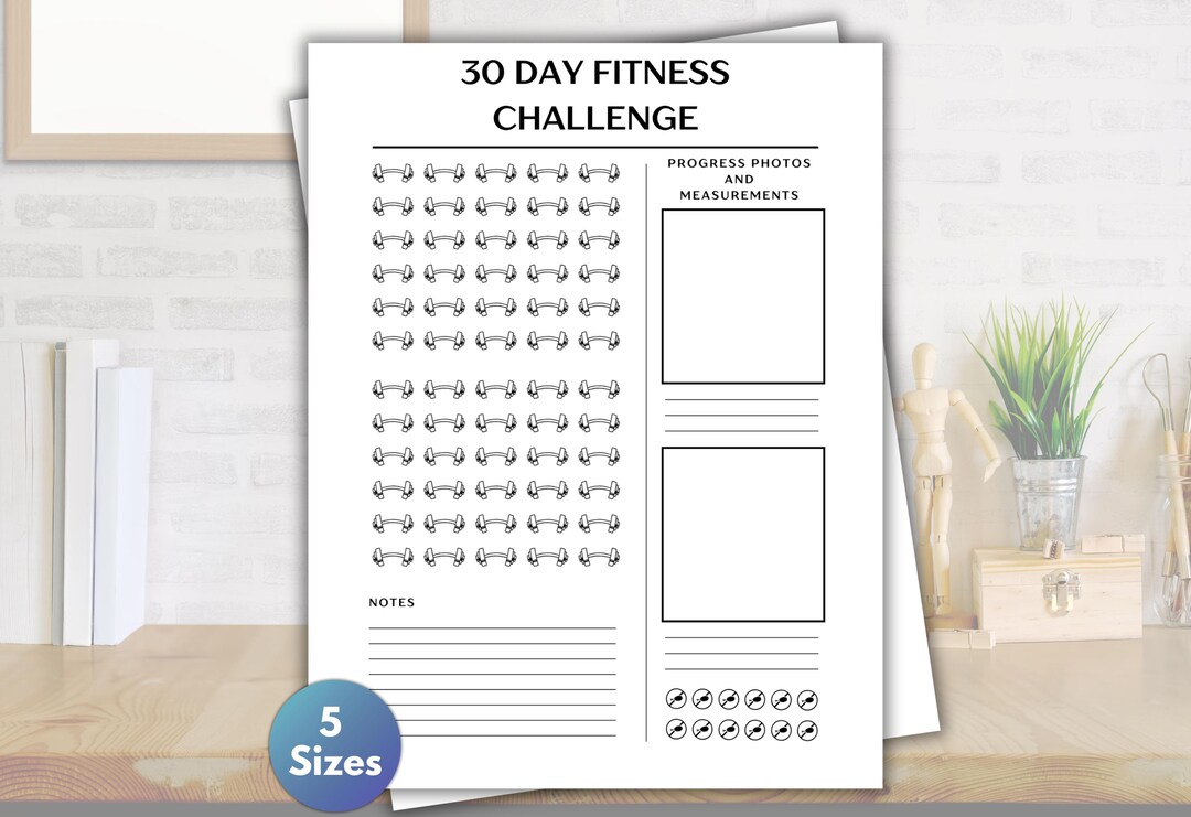 30 Day Fitness Challenge Bundle, Printable Workout Tracker, Weight Loss ...