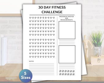 30 Day Fitness Challenge Bundle, Printable Workout Tracker, Weight Loss Tracker, Hydration Tracker, Printable Fitness Tracker, Workout Plan