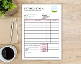 Editable Invoice Template | Canva Template | Small Business Forms | Edit in Canva | Bakery Business | Beauty Business | Minimalist