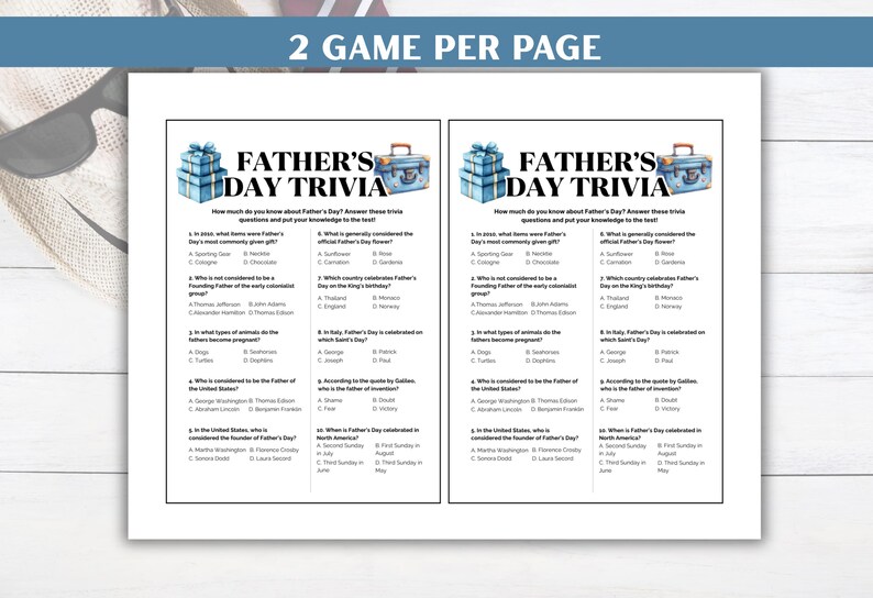 Father’s Day Trivia Games, Father’s Day Party Games, Printable Father’s Day Questions, Father’s Day Activities, Family Fun Activities image 4