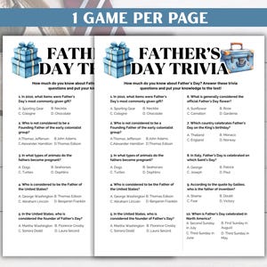 Father’s Day Trivia Games, Father’s Day Party Games, Printable Father’s Day Questions, Father’s Day Activities, Family Fun Activities image 3