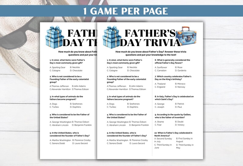 Father’s Day Trivia Games, Father’s Day Party Games, Printable Father’s Day Questions, Father’s Day Activities, Family Fun Activities image 3