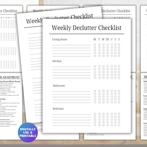 Veckans utrensningsutmaning, utskrivbar checklista och guide, utrensningslista för lägenheter och hus, utrensningschecklista, städchecklista