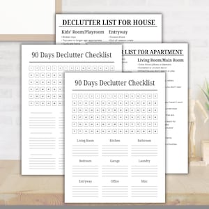 90 Day Declutter Challenge, Printable Checklist & Guide, Apartment and House Declutter List, Declutter Checklist, Cleaning Checklist