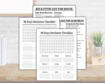90 Day Declutter Challenge, Printable Checklist & Guide, Apartment and House Declutter List, Declutter Checklist, Cleaning Checklist