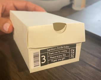 Labels for mini shoe boxes
