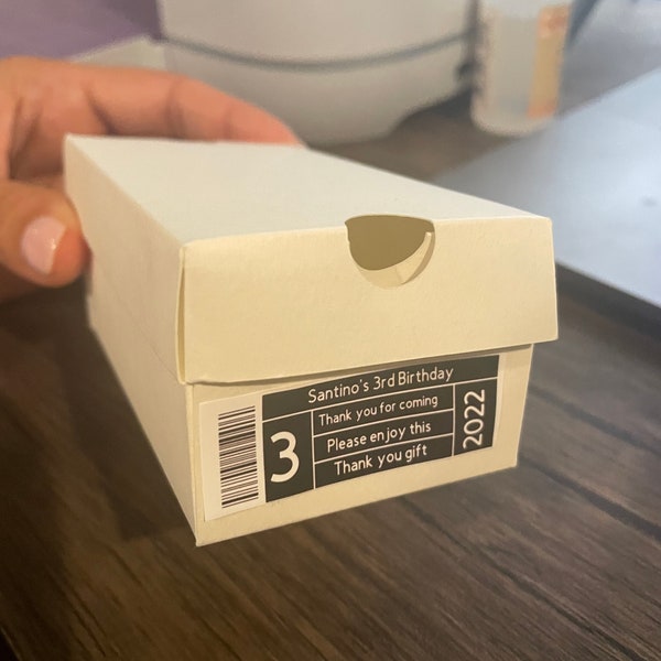 Labels for mini shoe boxes