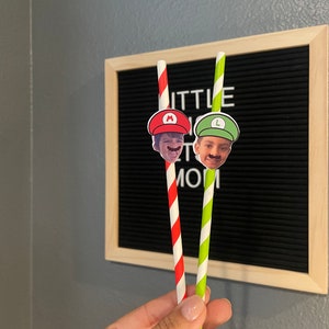 Custom face straws (Mario Bros theme)