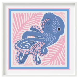 Octopus Cross Stitch Pattern, Ocean Cross Stitch Pattern, Instant Download PDF Cross Stitch Pattern