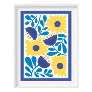 Floral Cross Stitch Pattern, Modern Cross Stitch Pattern, Instant Download PDF Cross Stitch Pattern