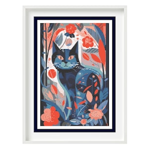 Modern Cat Cross Stitch Pattern, Cat Cross Stitch Pattern, Instant Download PDF Cross Stitch Pattern