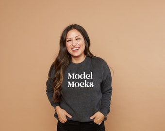 Bella Canvas 3945 MOCKUP | Dark Grey Heather Sweatshirt | Charocal Grey Sweatshirt | Drop Shoulder | 18000 | Model Mockup | Tshirt Model |