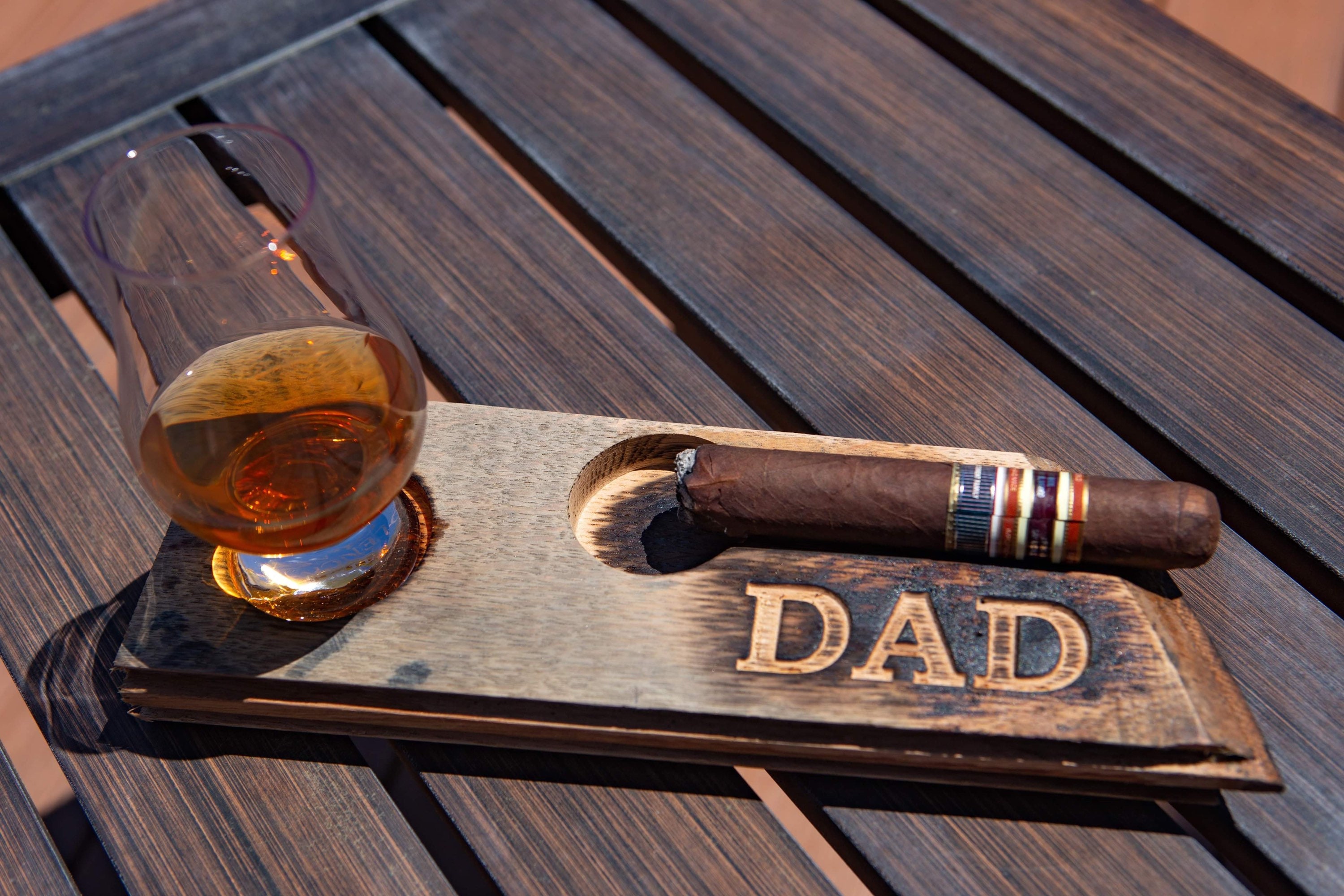 Personalized Rustic Cigar Ashtray / Holder and Glencairn Glass Etsy