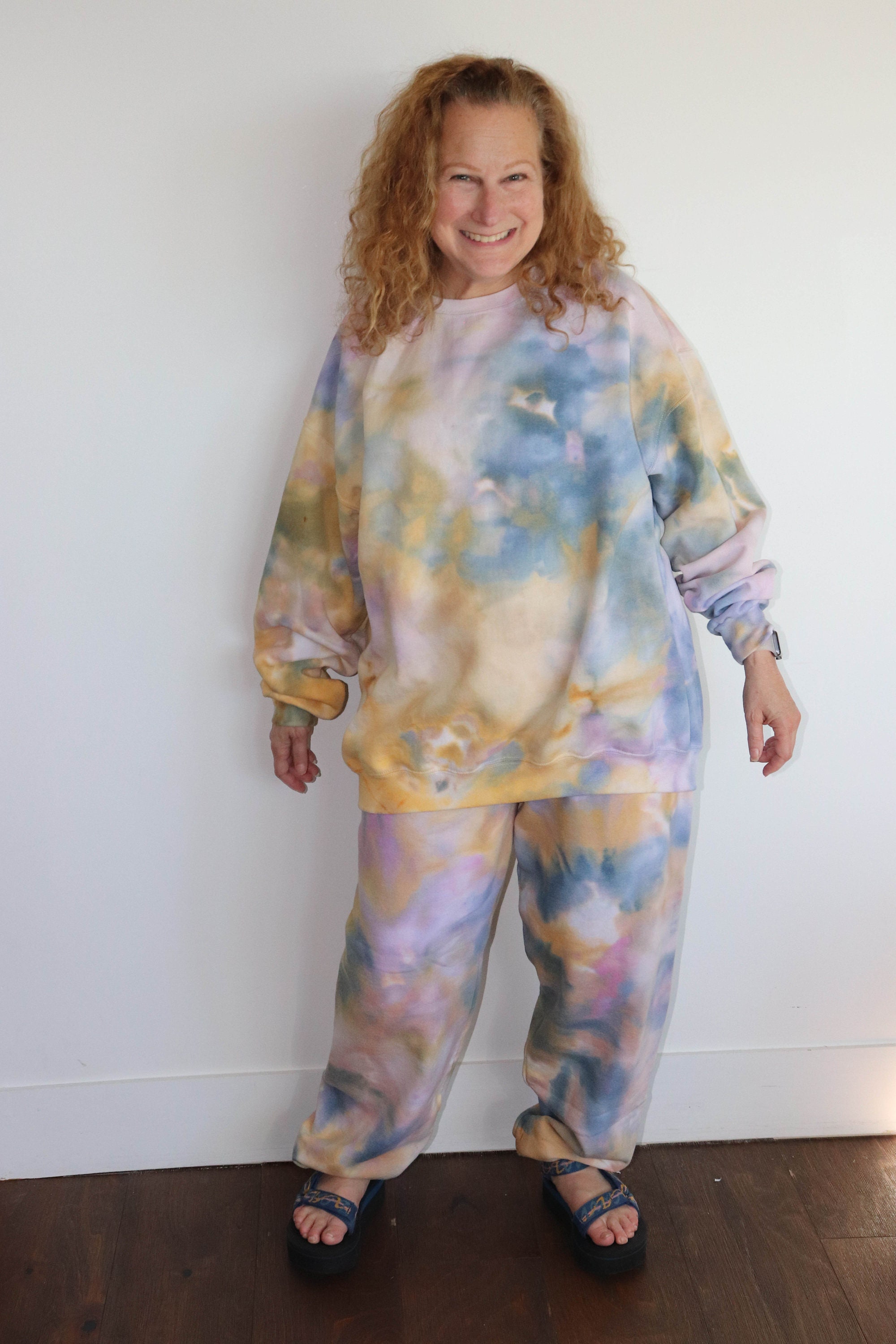 blue and yellow sweatsuit