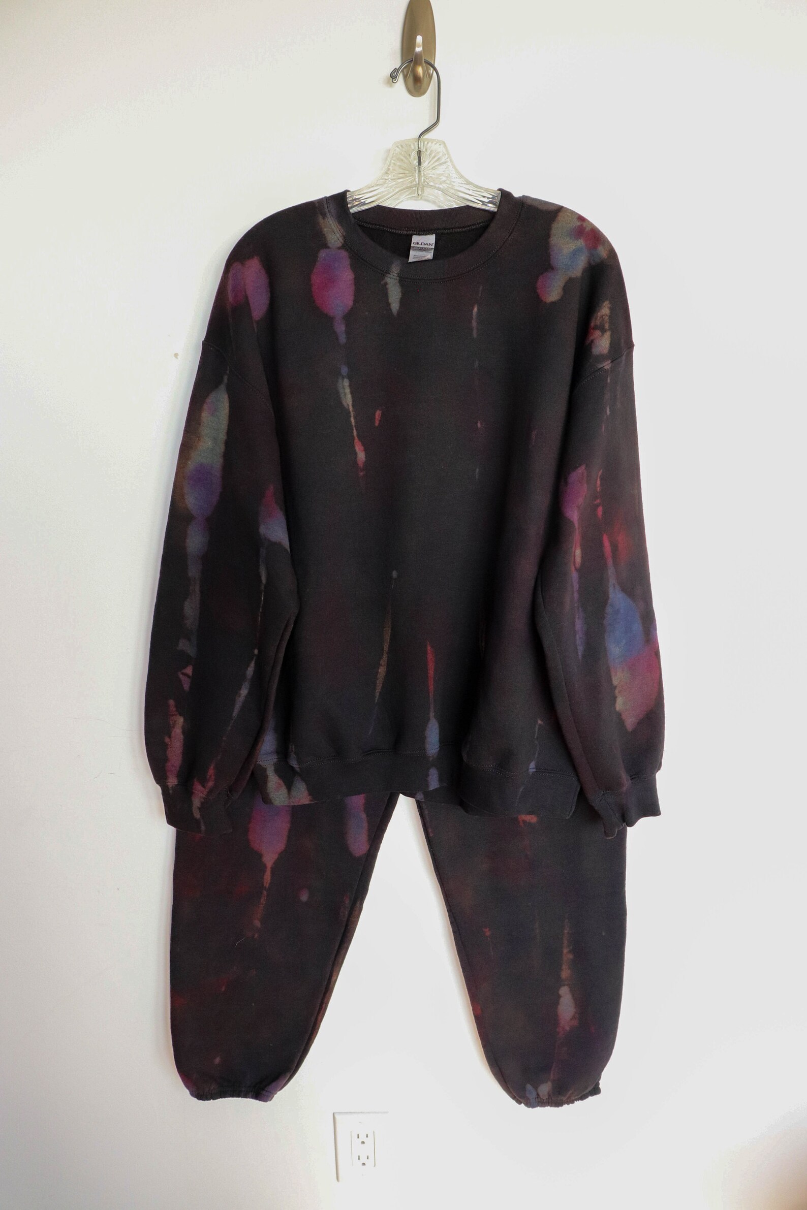 Download Reverse Bleach Dyed Black Multi-Color Sweatsuit Set | Etsy