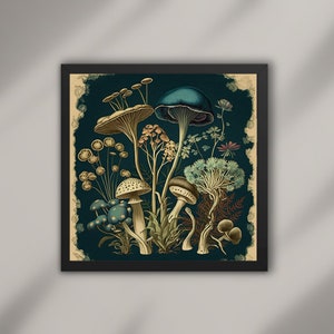 Poisonous Mushrooms Print, Dark Mushroom Wallpaper, Wall Art Prints, Dark Botanical Art, Gift for Niece