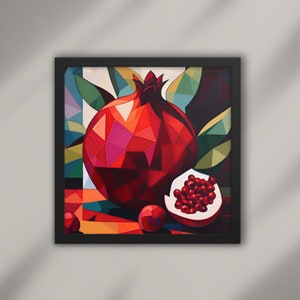 Pomegranate Art Painting, Pomegranate Art Print for Kitchen Decor, Modern Dining Room Oil Painting