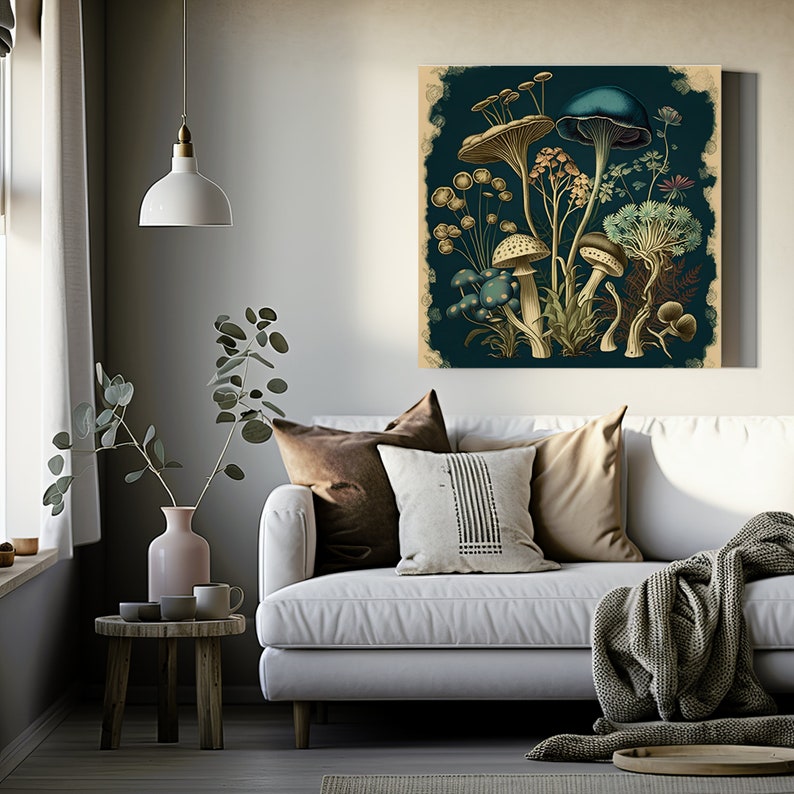 Poisonous Mushrooms Print, Dark Mushroom Wallpaper, Wall Art Prints, Dark Botanical Art, Gift for Niece