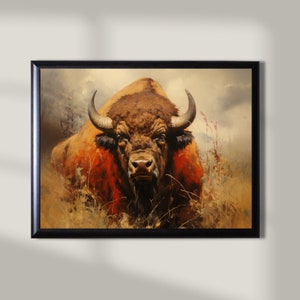 Montana Buffalo Painting, Buffalo Painting, Montana Oil Painting, Bison Painting Print