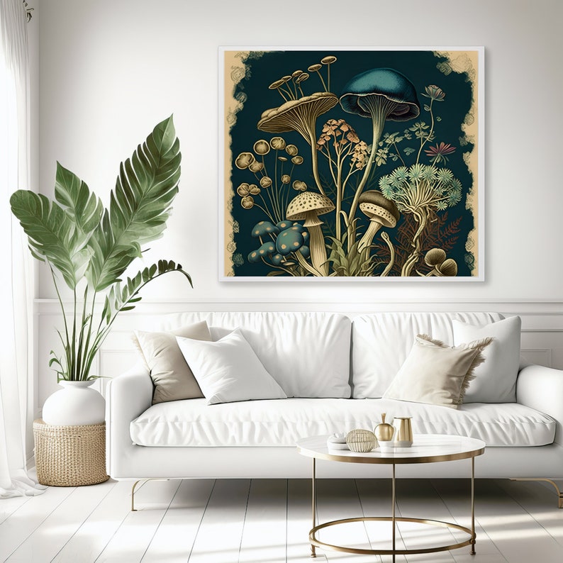 Poisonous Mushrooms Print, Dark Mushroom Wallpaper, Wall Art Prints, Dark Botanical Art, Gift for Niece