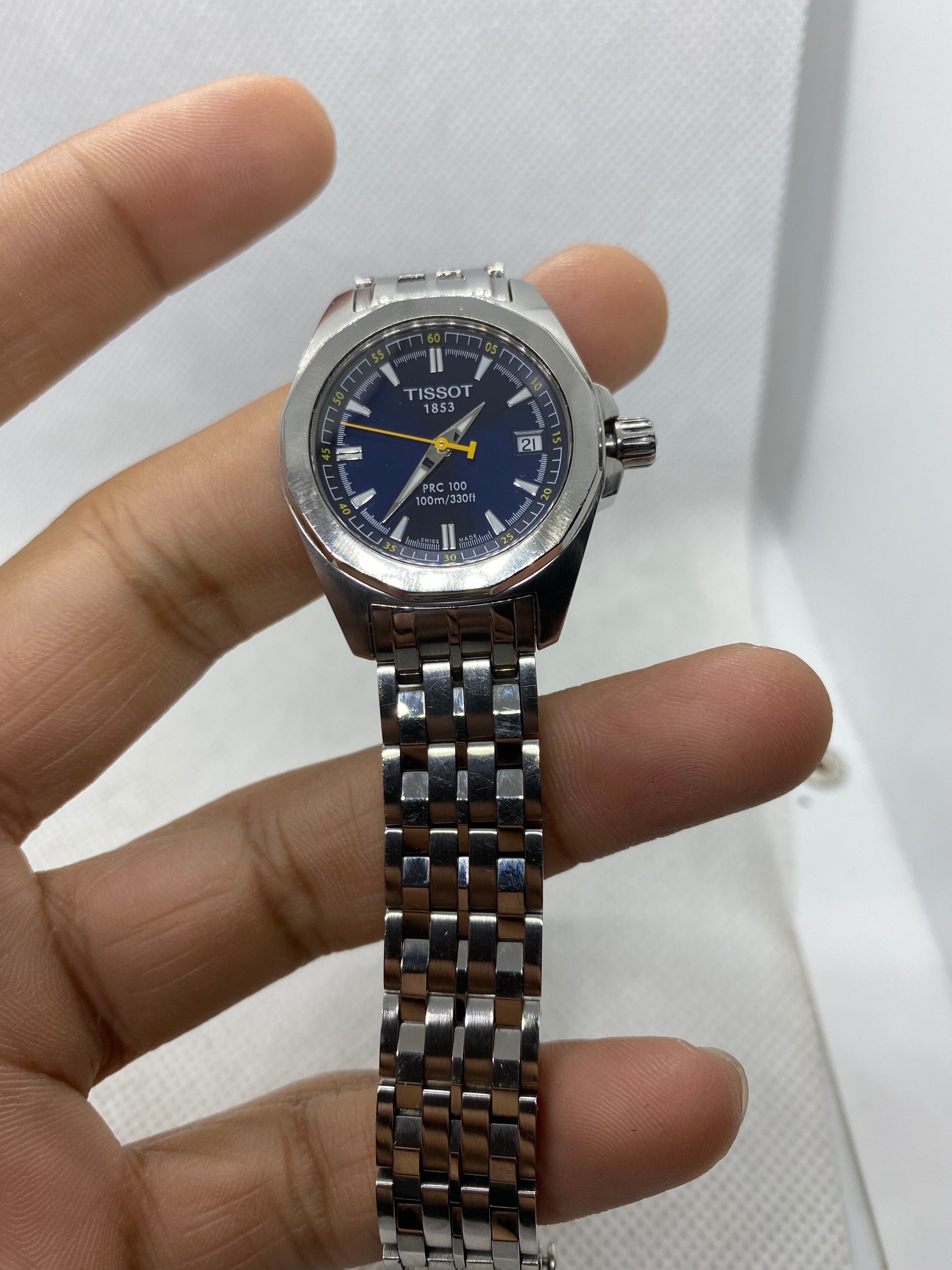 Tissot womens silver watch with blue face Etsy