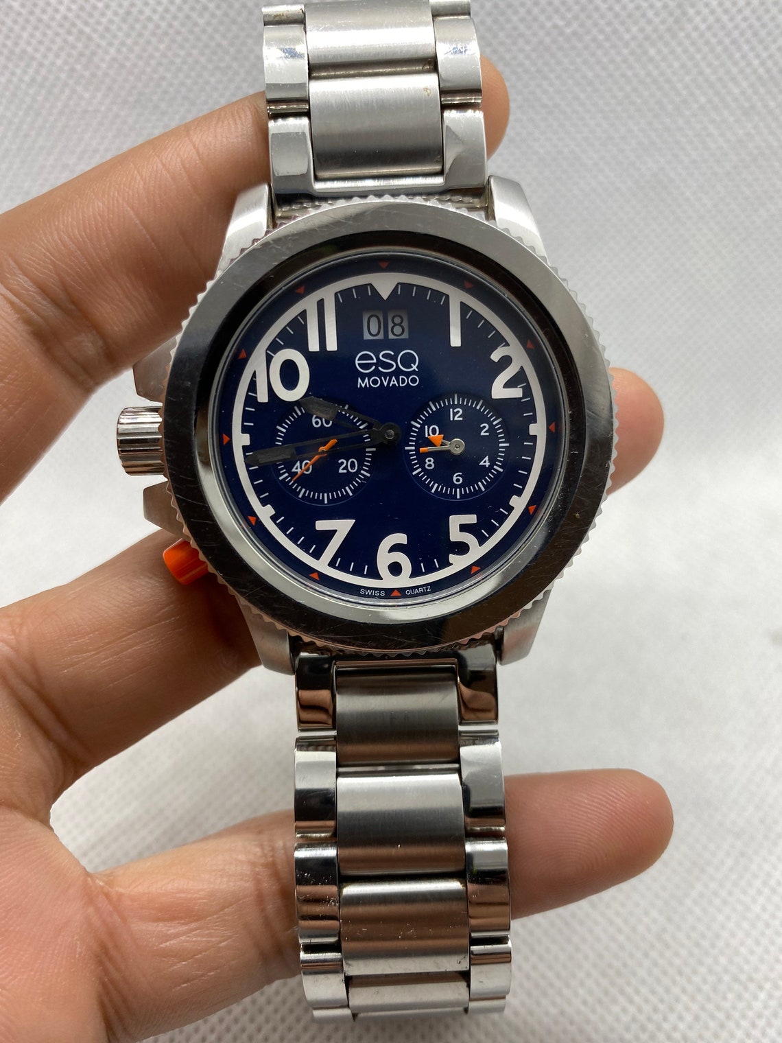 Esq Movado Swiss made mens watch blue face Etsy